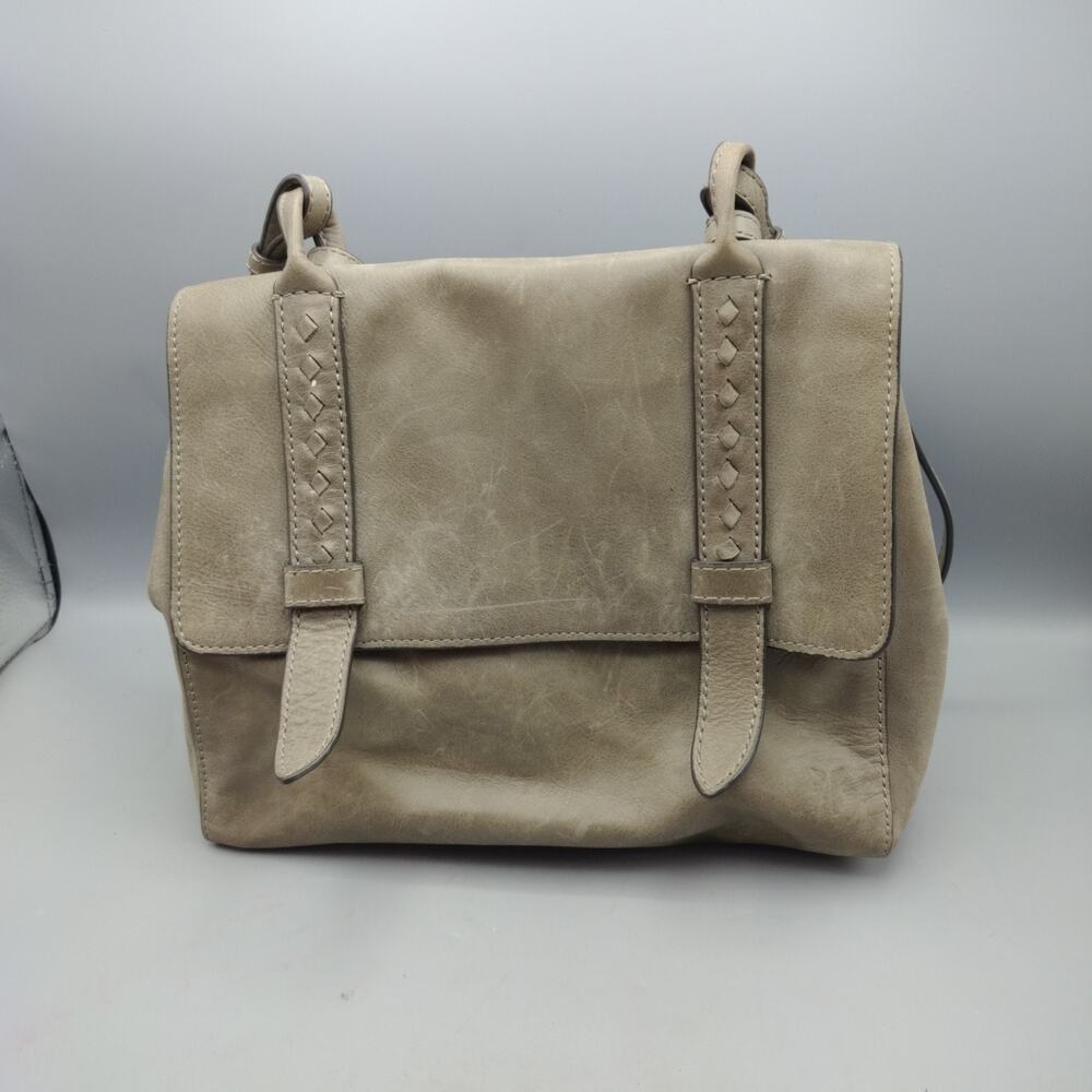 Frye Dove Reed Satchel Gray Shoulder Purse Buckle Magnet Closure